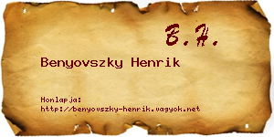 Benyovszky Henrik névjegykártya